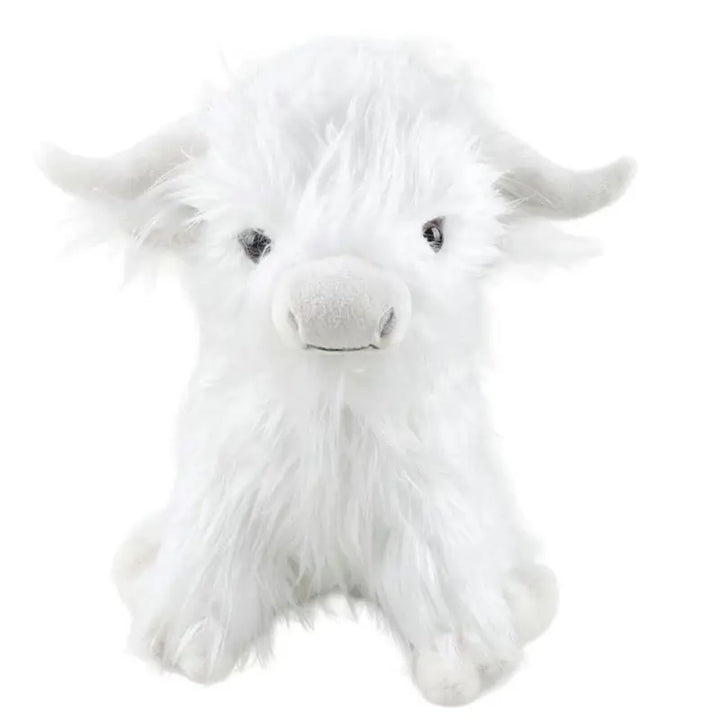 Realistic Highland Cow Plush Toy - White