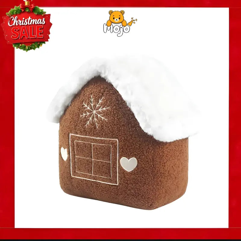 Christmas gingerbread house shaped throw pillow