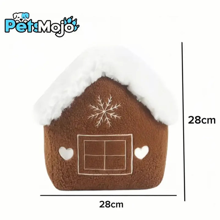 Christmas gingerbread house shaped throw pillow