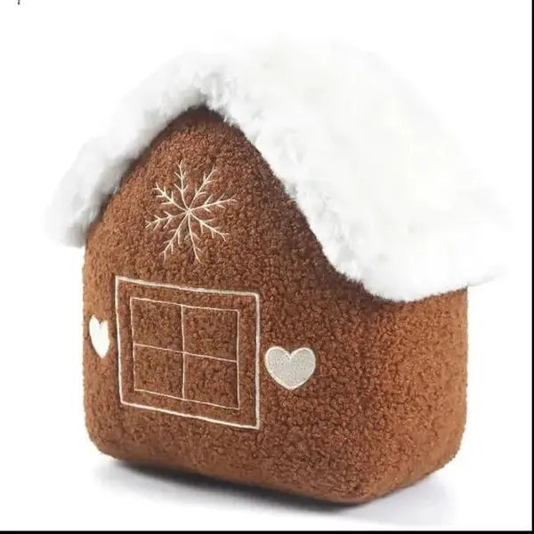 Christmas gingerbread house shaped throw pillow
