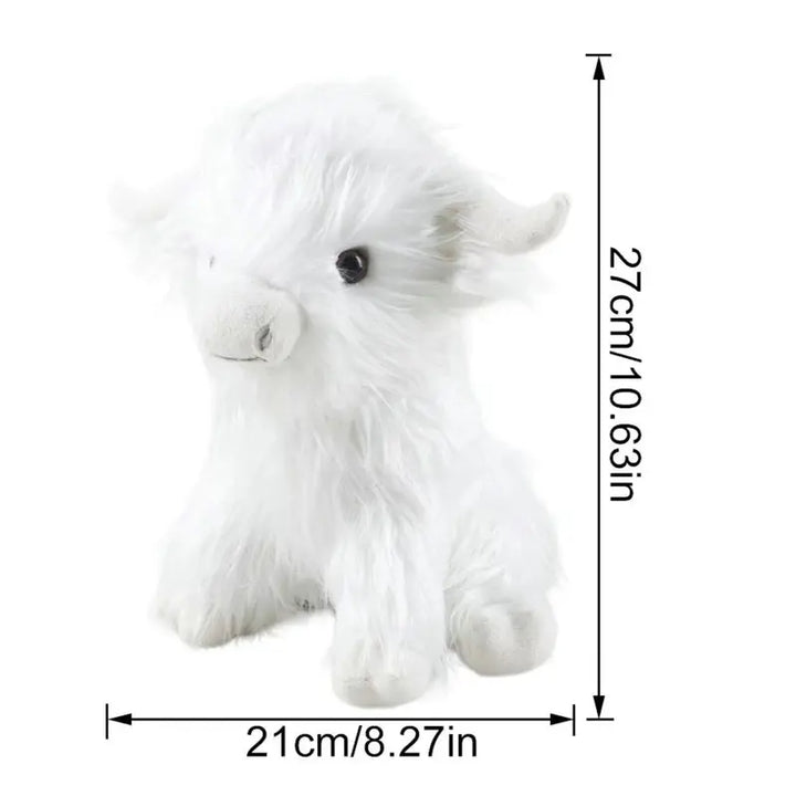 Realistic Highland Cow Plush Toy - White