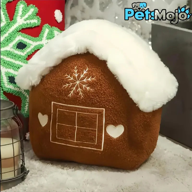 Christmas gingerbread house shaped throw pillow
