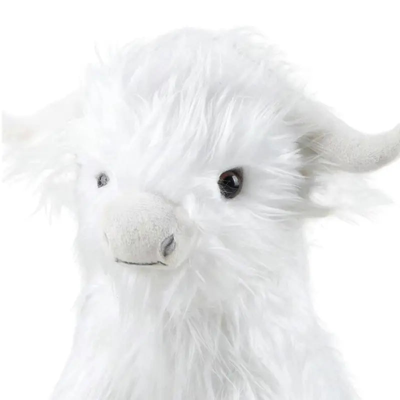 Realistic Highland Cow Plush Toy - White