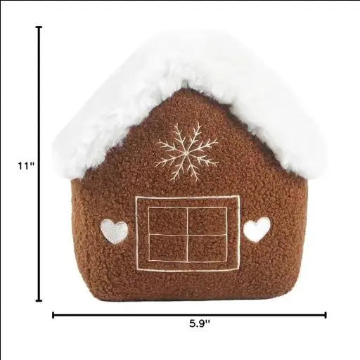 Christmas gingerbread house shaped throw pillow