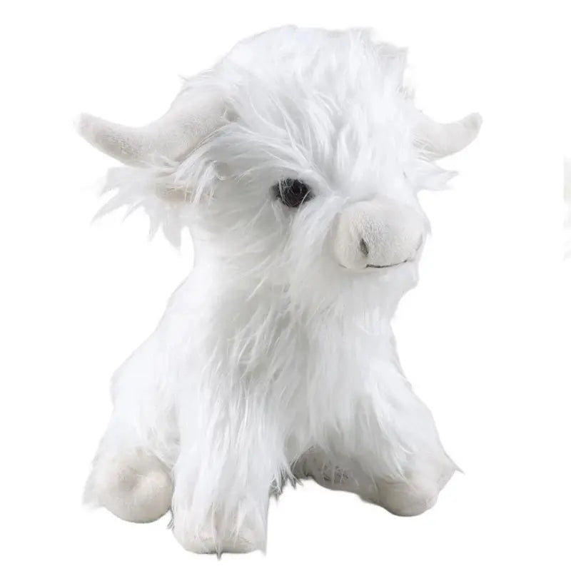 Realistic Highland Cow Plush Toy - White