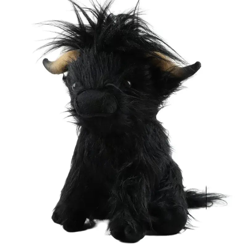 Realistic Highland Cow Plush Toy - Black