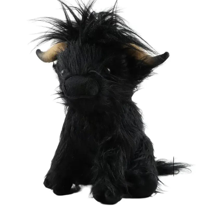 Realistic Highland Cow Plush Toy - Black