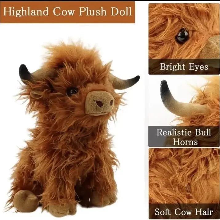 Realistic Highland Cow Plush Toy